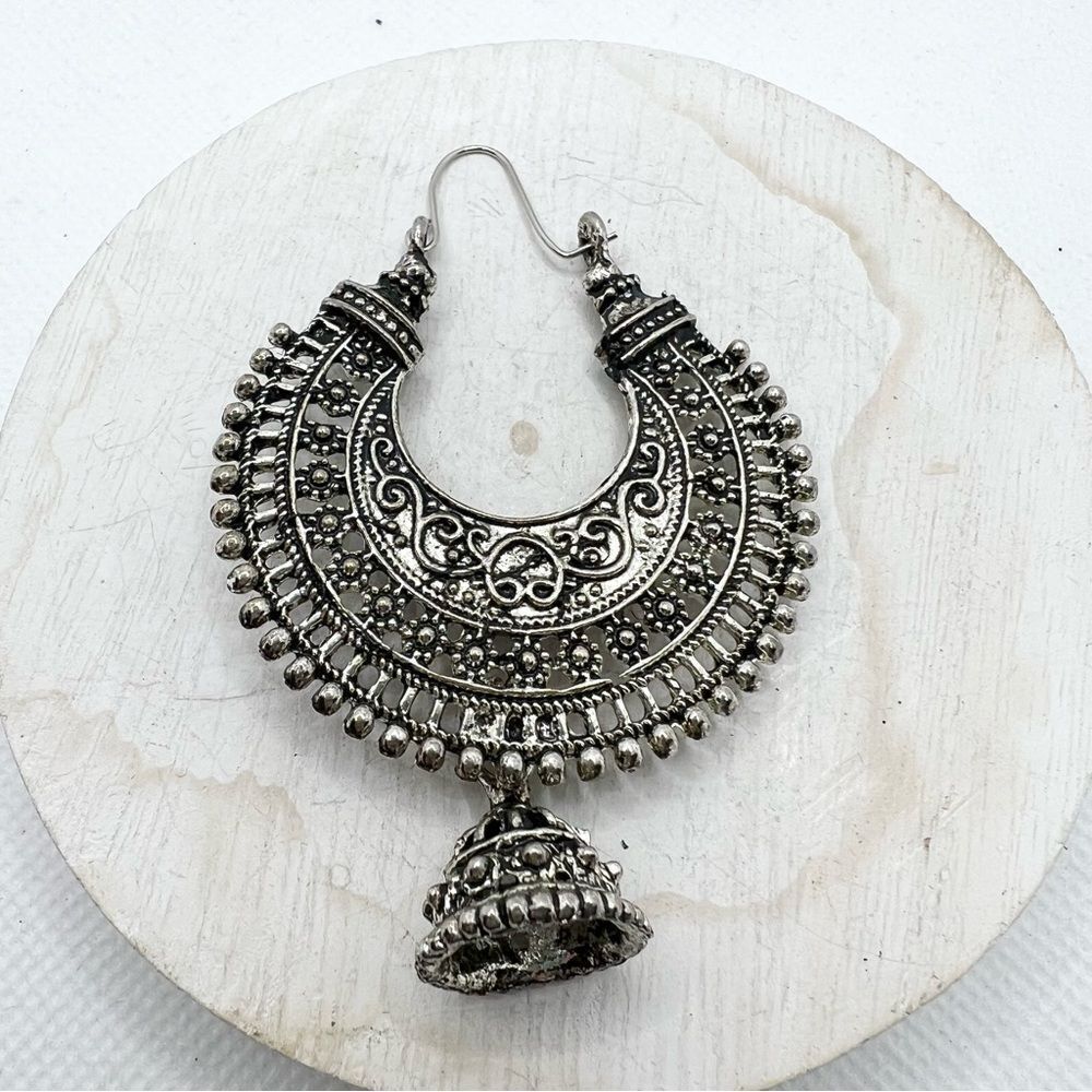 Silver Statement Hoopdangle Earrings - image 4